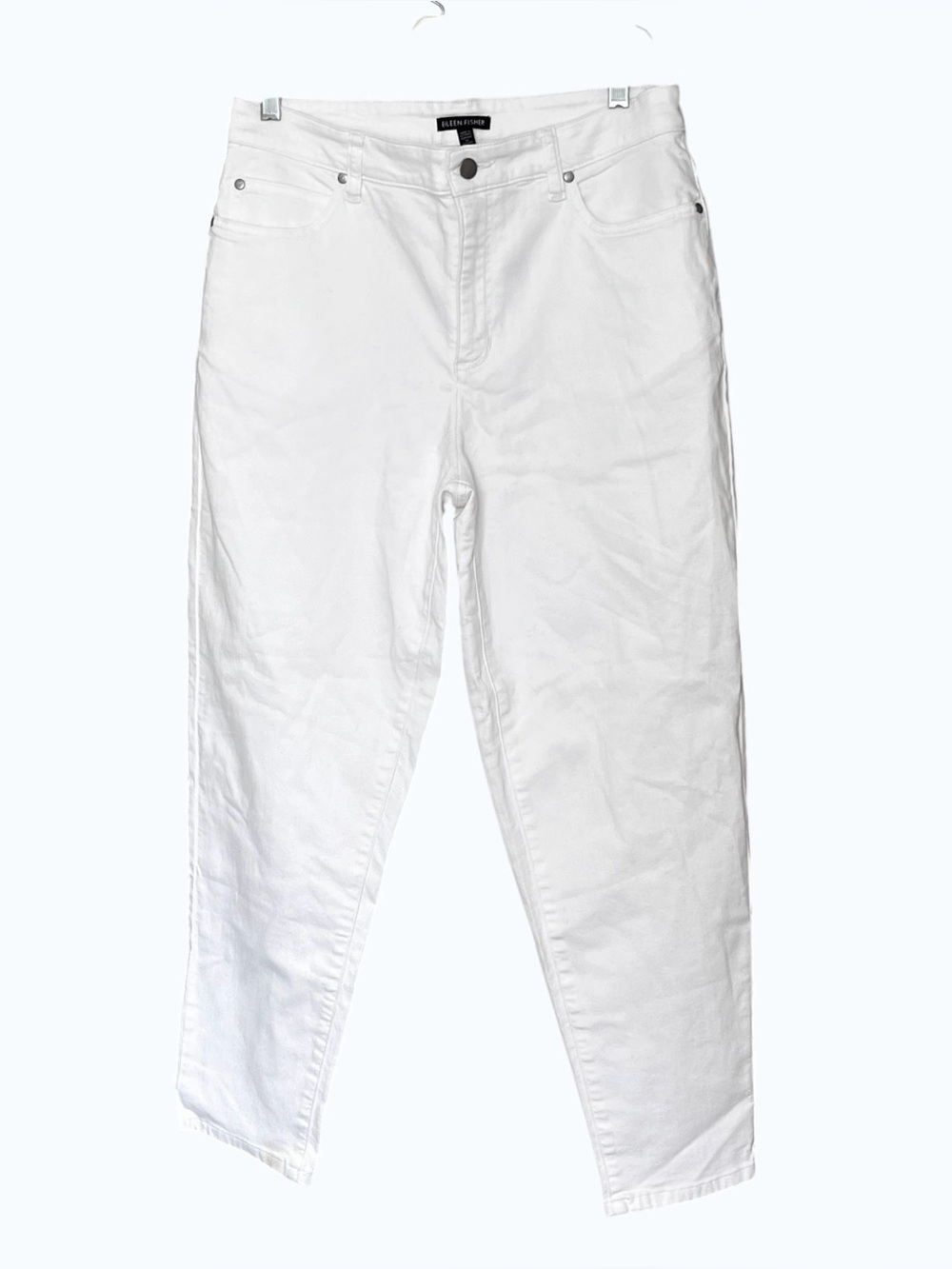 Eileen Fisher white denim organic cotton ankle jeans size 10
